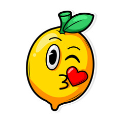 Funny doodle fruit cartoon with cute expression