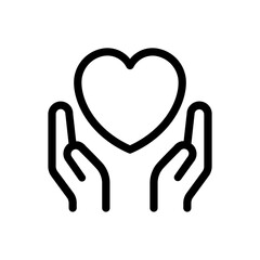Fototapeta premium Hand holding heart icon. save and care life vector symbol. giving love pictogram. charity or donation sign