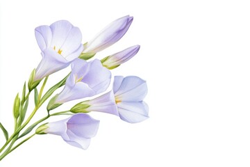 Fototapeta premium Fresh spring freesia flowers on white background