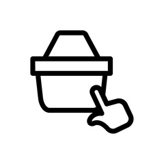 shopping basket with hand click icon 