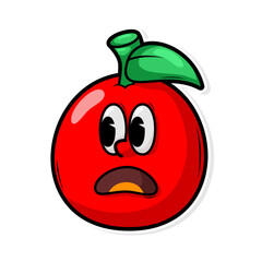 Funny doodle fruit cartoon with cute expression