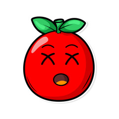 Funny doodle fruit cartoon with cute expression