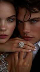 Naklejka premium Couple Close Up Diamond Ring.