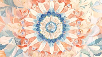 Abstract Floral Mandala with Pastel Colors