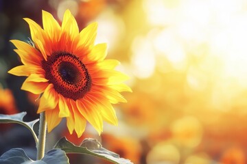 Obraz premium Vibrant sunflower basking in golden sunlight