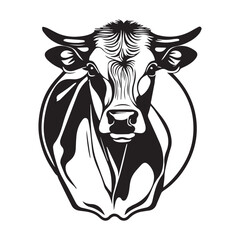 cow Animal logo Isolated Black on White background