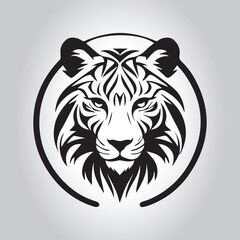 Lion  Animal logo Isolated Black on White background