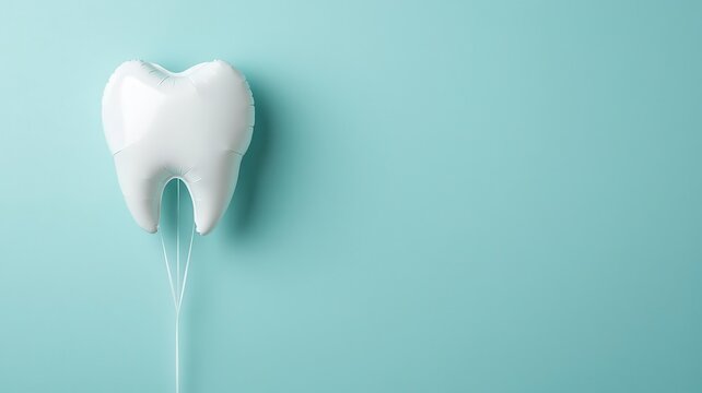 Artistic close-up of a tooth-shaped balloon at a dentist's retirement party, symbolizing a fun and thematic farewell Tooth balloon, Dentist party decor
