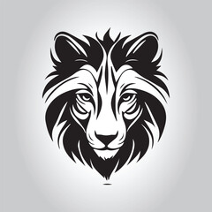 Lion  Animal logo Isolated Black on White background