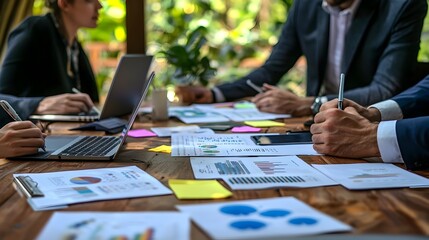 Business Professionals Gathered Around Table Discussing Collaborative Concepts