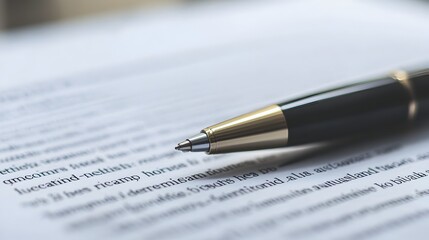 Fototapeta premium Formal Business Contract and Pen Laying on Desk Concept
