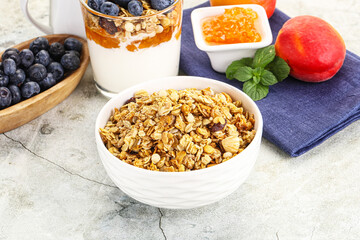 Granola museli cereal for breakfast