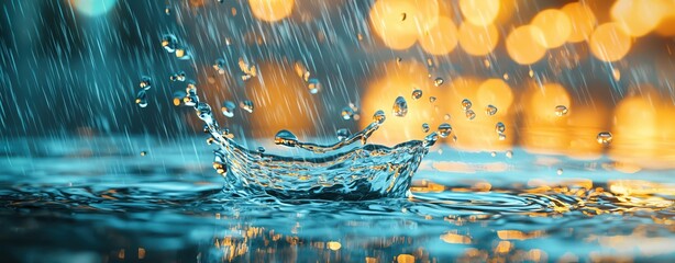 Flowing rainwater background, water collection concept with abstract shapes