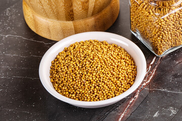 Mustard dry seeds in the bowl
