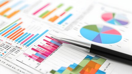 Obraz premium Financial Reports and Charts on White Background for Business Concept and Strategic Planning