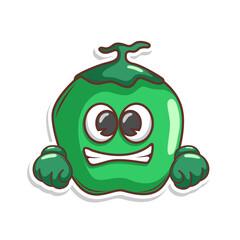 Funny doodle fruit cartoon with cute expression