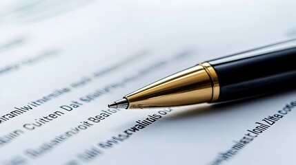 Fototapeta premium Signed Business Contract with Pen Laying Across on White Background