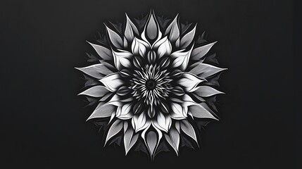 Abstract Black and White Flower Mandala Illustration