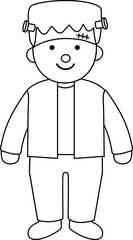 Cute boy wearing Halloween Frankenstein costume outline vector.
Boy celebrate Halloween wear Frankenstein monster costume outline vector.
kid dressed like a Frankenstein outline svg. 