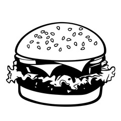 PrintBurger icon, appetizing cheeseburger, vector illustraion, logo