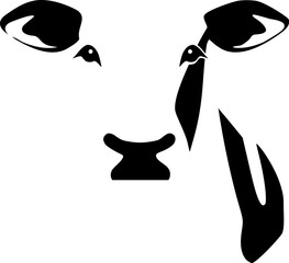 Obraz premium Cow's head, farm and milk logo, black and white vector illustration