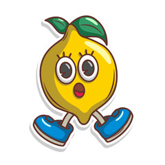 Funny doodle fruit cartoon with cute expression