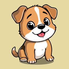 Adorable Cute Dog Illustration in Flat Cartoon Style Vector PNG Transparent Nursery Cutout Clipart Digital Planner Sticker