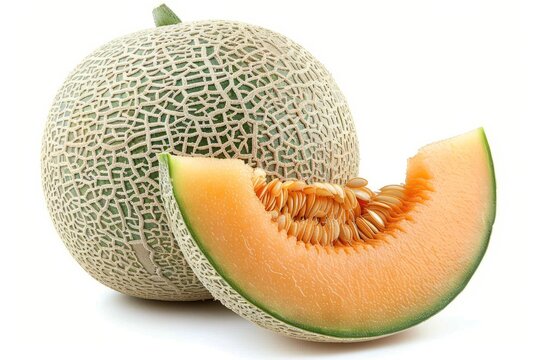 A fresh cantaloupe isolated on white