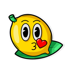Funny doodle fruit cartoon with cute expression
