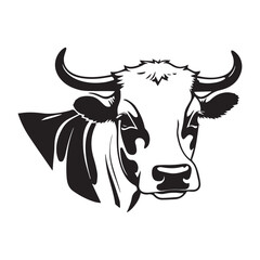 cow Animal logo Isolated Black on White background