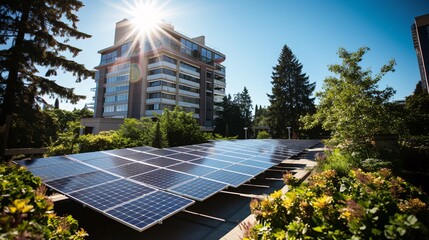 Solar panels installed on a university campus, promoting green education