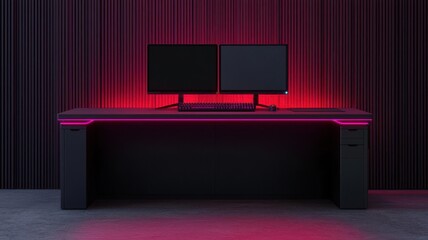 A futuristic gaming desk with modular components that can be reconfigured to fit any gaming setup, modular gamer desk, customizable gaming station