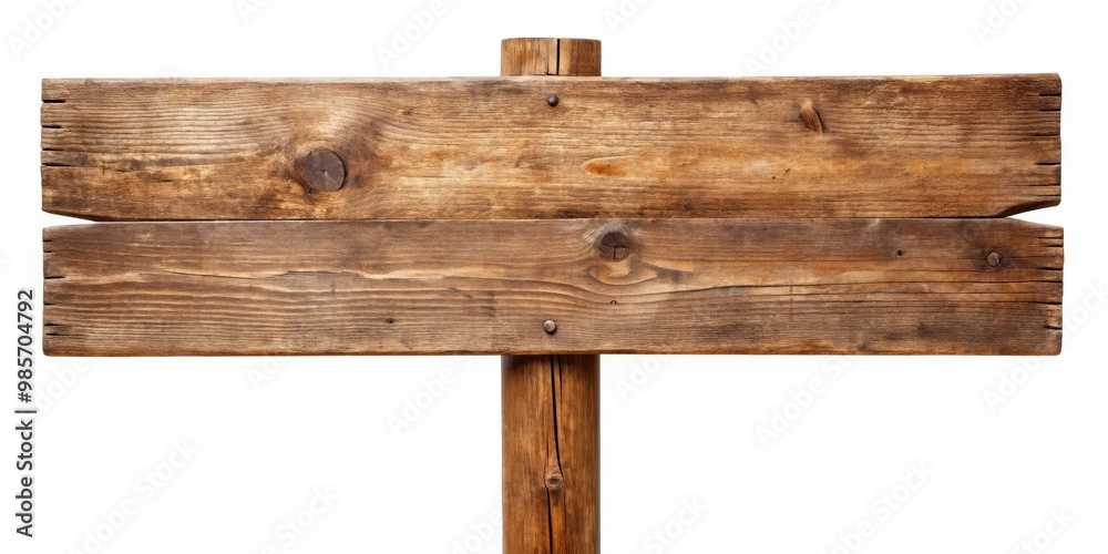 Aufkleber rustic brown wooden signpost hanging with blank space for text