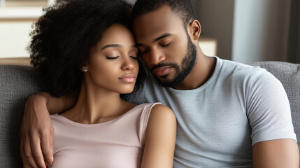 Obraz premium married couple hugging on the couch