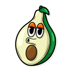 Funny doodle fruit cartoon with cute expression