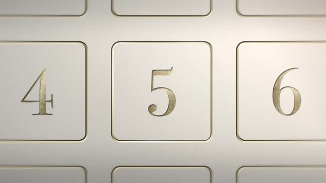 Advent Calendar door reveal Number 5, white cream gold, Christmas door green screen sting transition animation