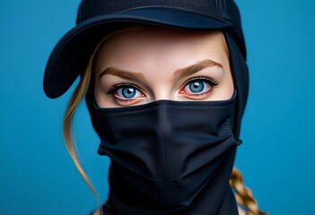 Full Face Mask She has a full face mask on her blue eyes the onl