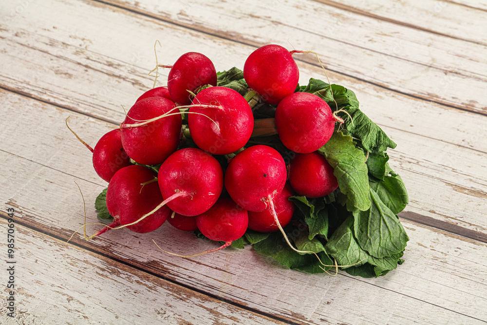 Sticker Ripe fresh organic radish heap