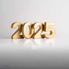2025 Happy New year 3D Text Design with White Background