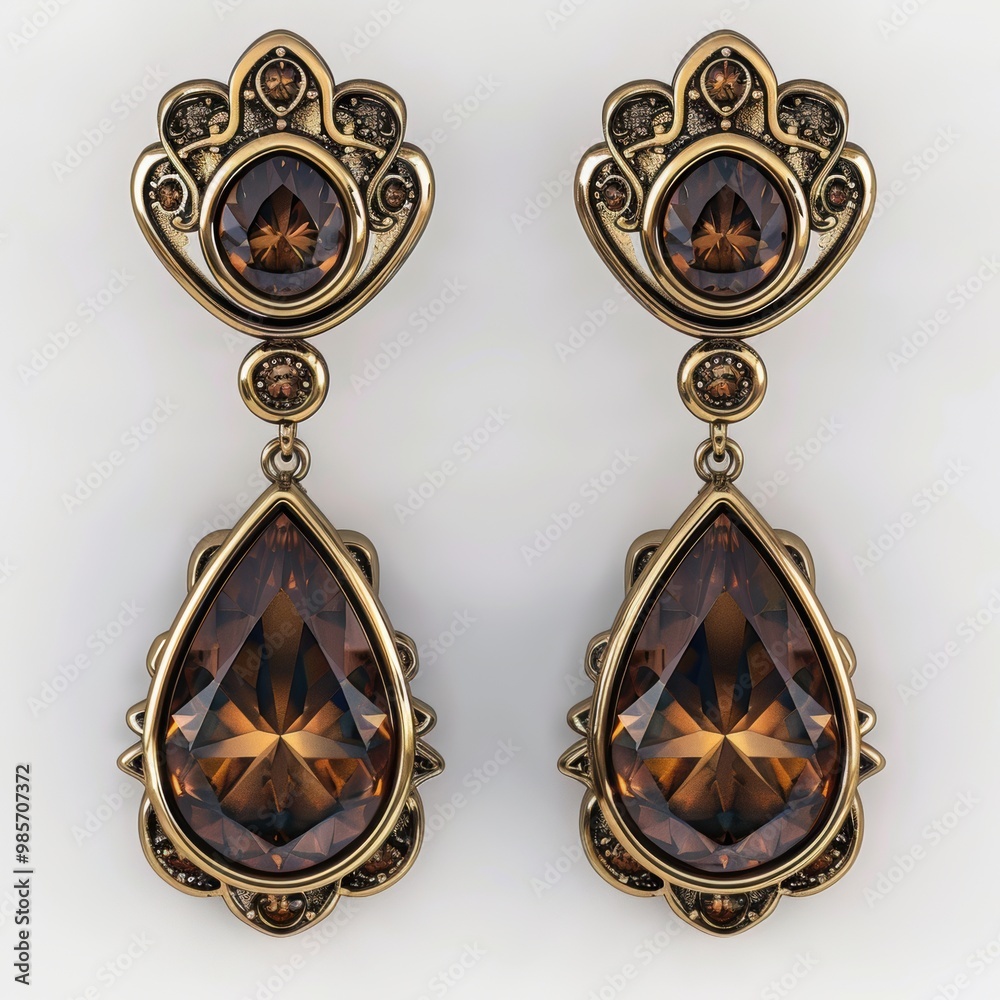 Wall mural elegant brown gemstone earring