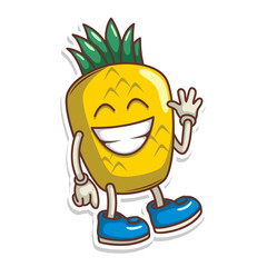 Funny doodle fruit cartoon with cute expression