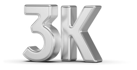 3K Followers Silver 3D Number