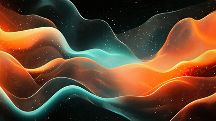 Vibrant Orange, Teal, and White Grainy Gradient Background with Artistic Texture
