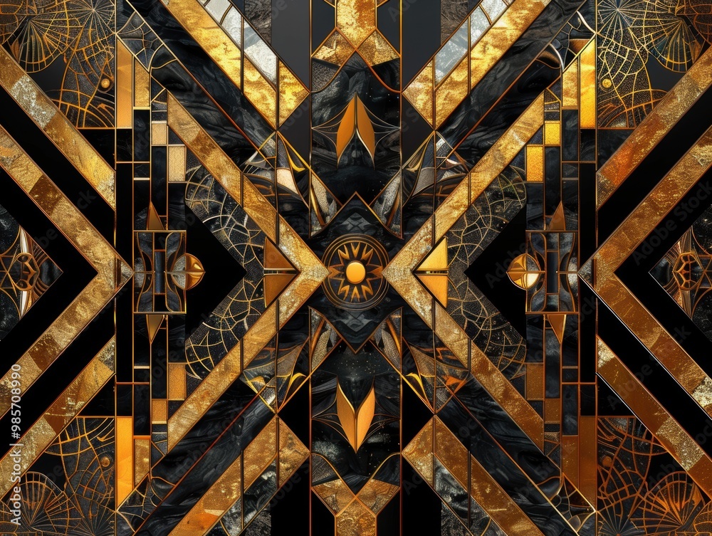 Poster gold art deco pattern.