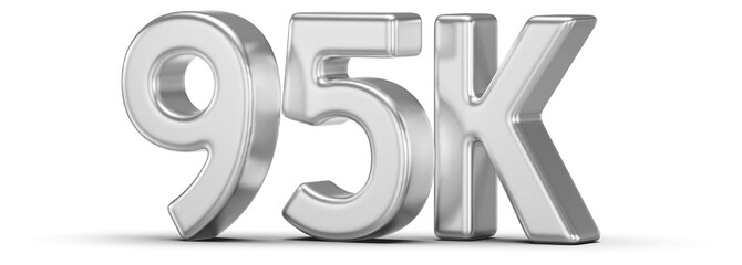 95K Followers Silver 3D Number