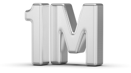 1M Followers Silver 3D Number