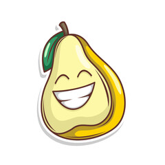 Funny doodle fruit cartoon with cute expression