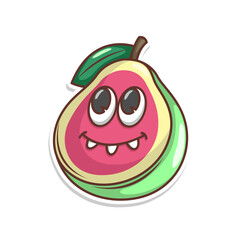 Funny doodle fruit cartoon with cute expression