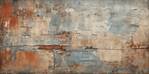 Grunge Wall Texture  Cracked Brick Wall with Peeling Paint
