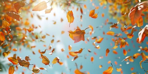 Falling autumn leaves background,